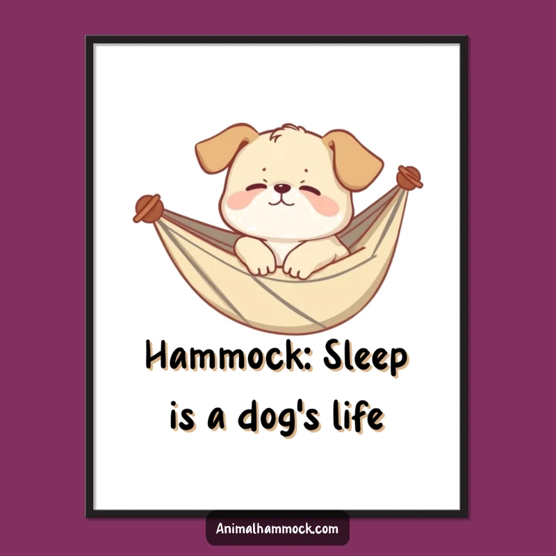 Free Printable Wall Art: Sleeping Puppy Hammock Scene, Cozy Funny Downloadable Decor