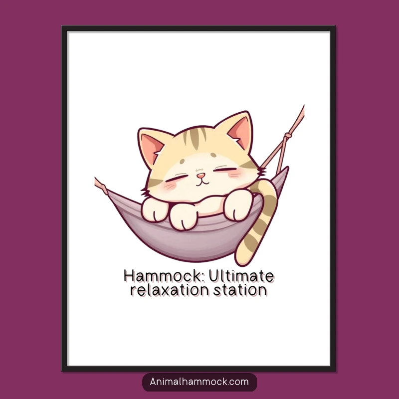 Free Printable Sleepy Cat Hammock Art: Funny Downloadable Wall Decor DIY Gift