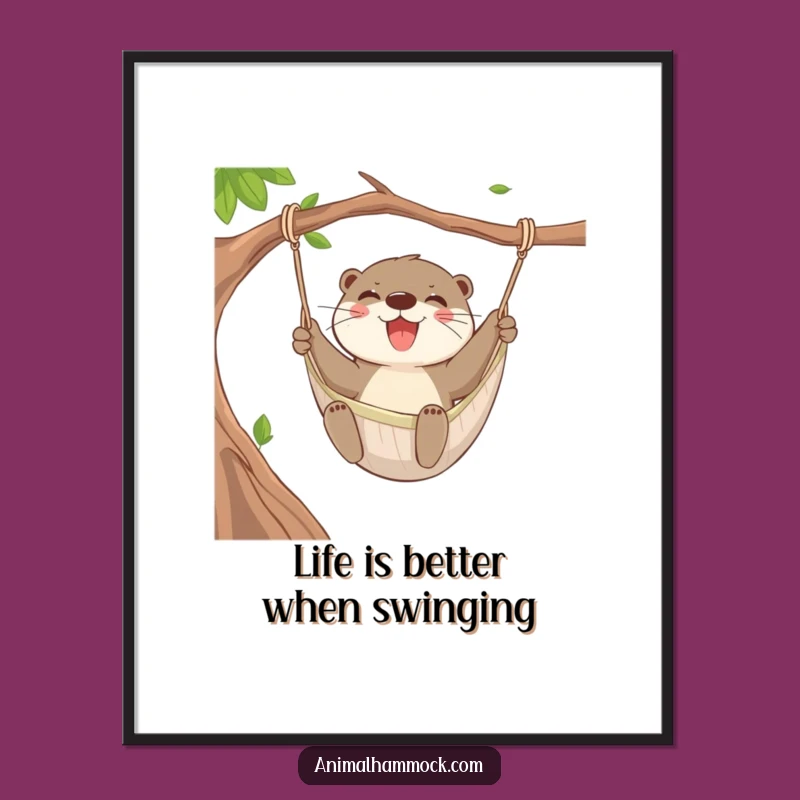 Funny Free Printable Wall Art: Otter's Energetic Hammock Swing Decor