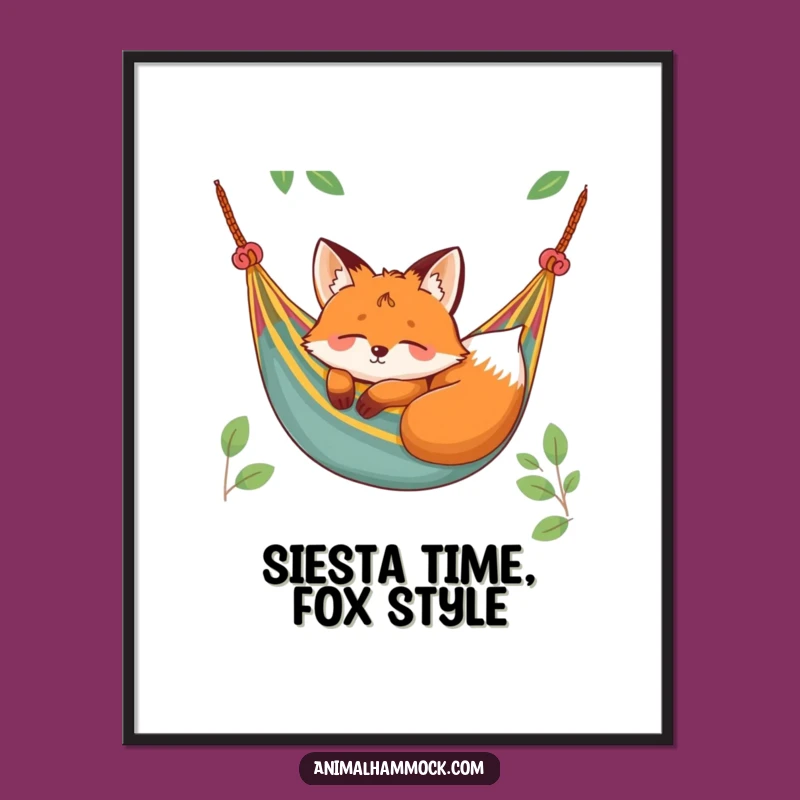 Free Printable Fox Wall Art: Peaceful Hammock Nap, Relaxing Downloadable Decor Design