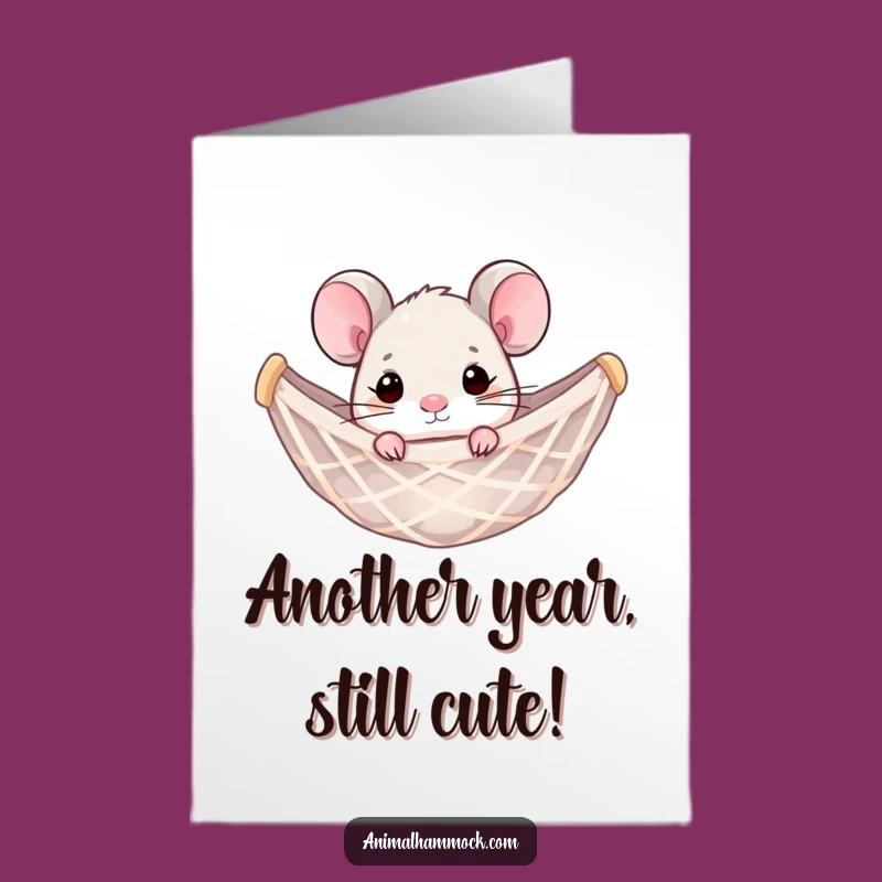 Free Printable Birthday Card: Funny Mouse Hammock Peek Surprise Downloadable Gift