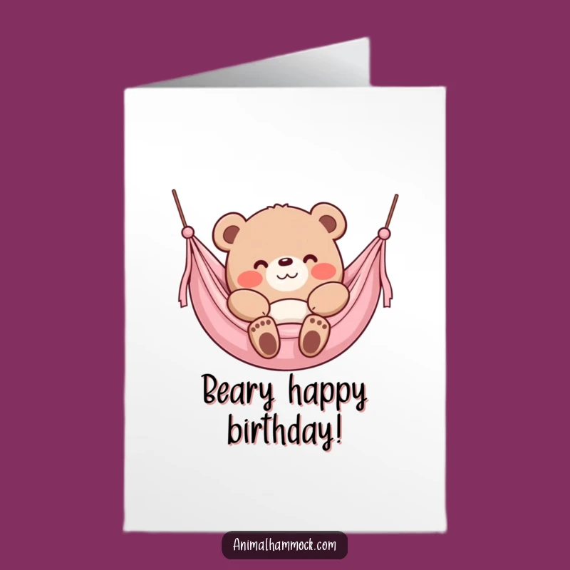 Free Printable Birthday Card: Content Bear Hammock Smile, Perfect Funny Downloadable Gift