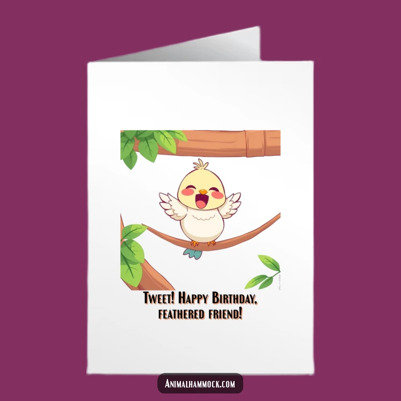 Free Printable Birthday Card: Bird Hammock Perch - Funny Downloadable Gift