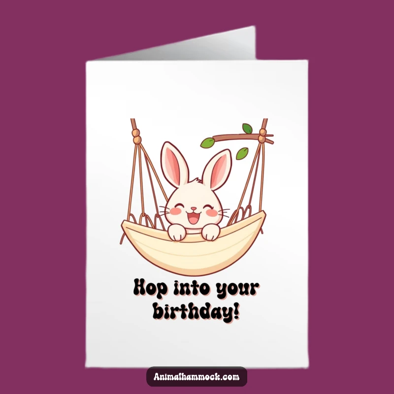 Free Printable Birthday Card: Bunny Hammock Peek Downloadable Gift