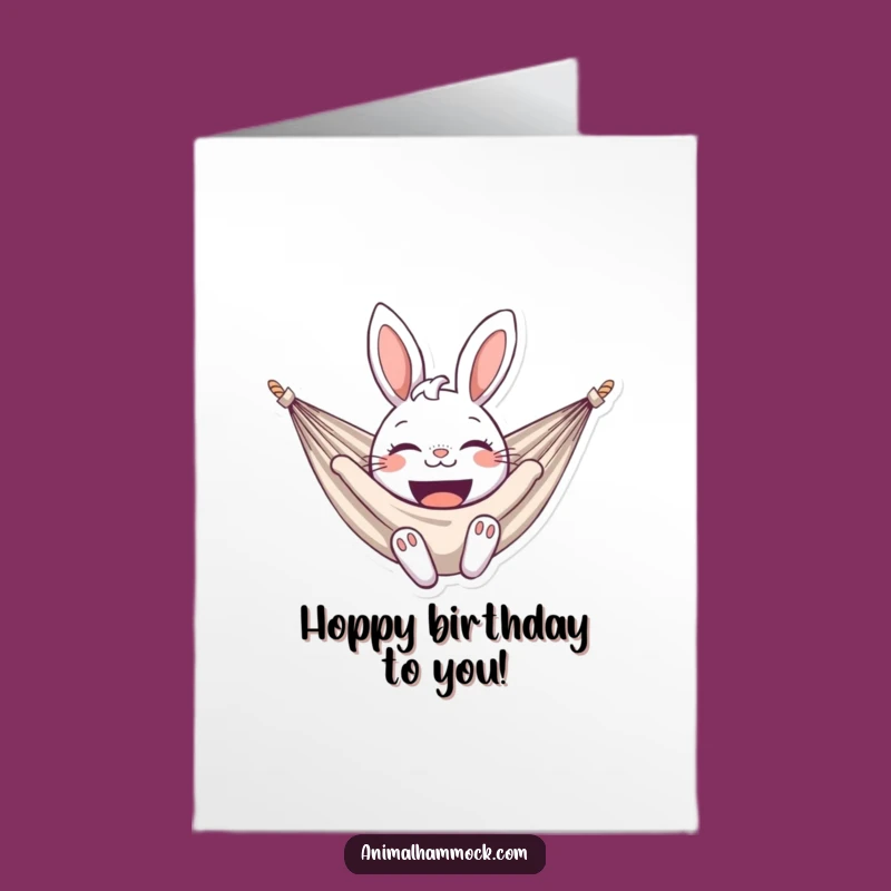 Free Printable Birthday Card: Bunny Hammock Smile, Joyful Funny Downloadable Gift