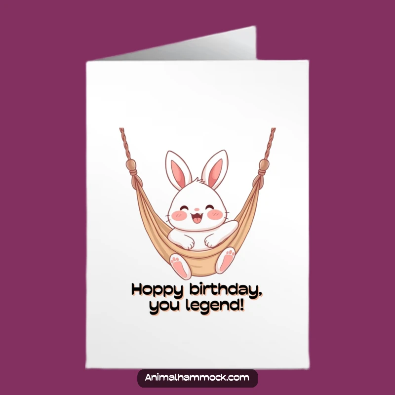 Free Printable Birthday Card: Excited Bunny Hammock Funny Downloadable Gift