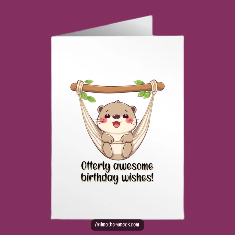 Free Printable Birthday Card: Happy Otter Hammock Fun, Funny Downloadable Gift