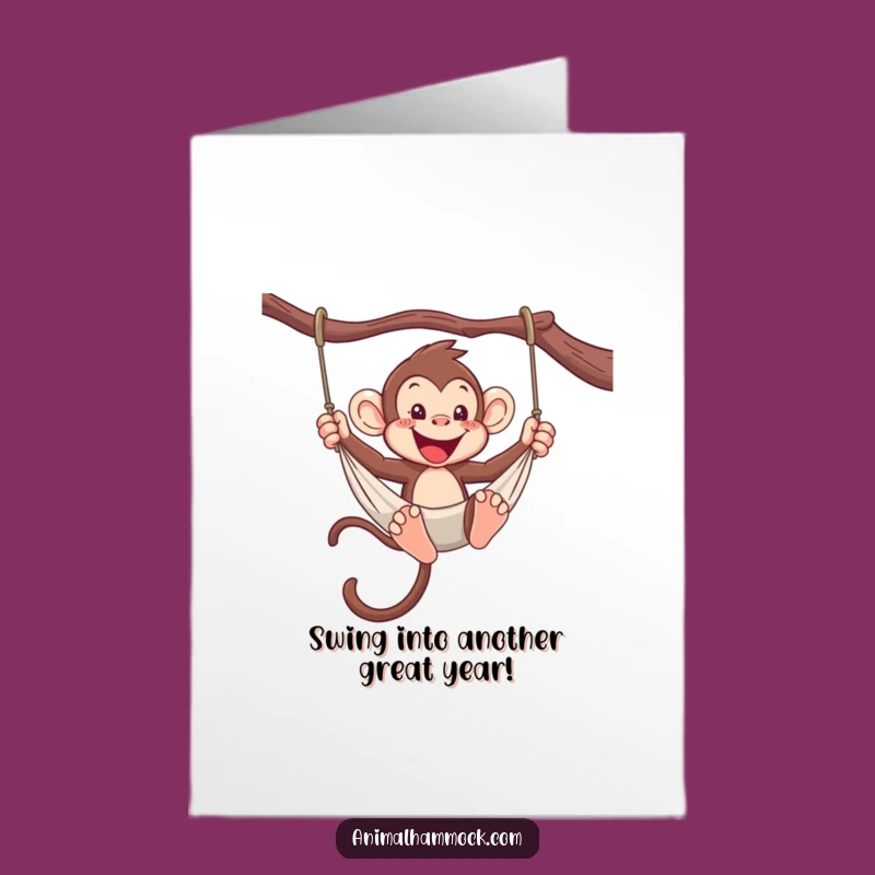 Free Printable Birthday Card: Monkey Hammock Swing - Funny Downloadable Gift