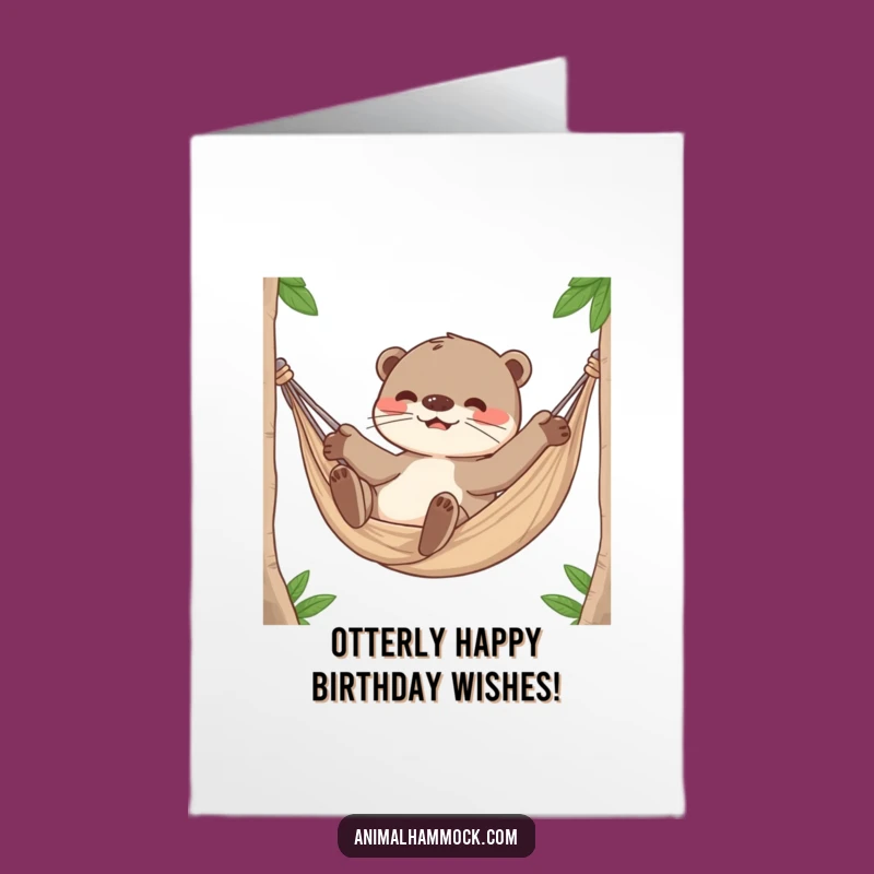 Free Printable Birthday Card: Playful Otter Hammock Fun, Perfect Funny Downloadable Gift