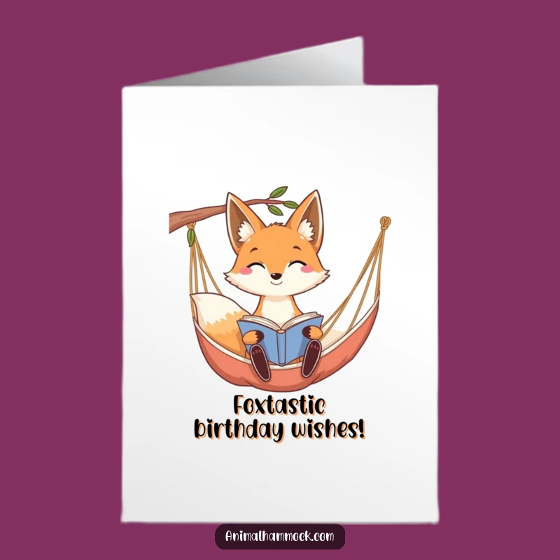 Free Printable Birthday Card: Reading Fox Hammock Funny Downloadable Gift