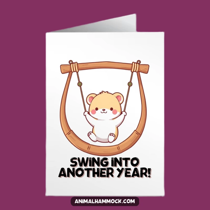 Free Printable Birthday Card: Swinging Animal Hammock Fun Funny Downloadable Gift