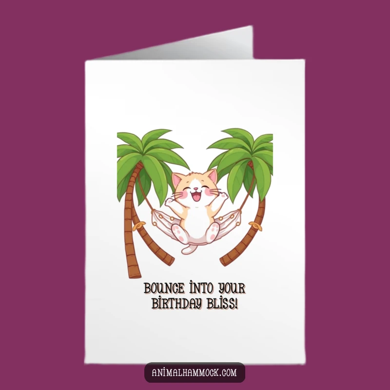 Free Printable Cat Hammock Birthday Card - Relaxed, Funny Downloadable Gift for Joy