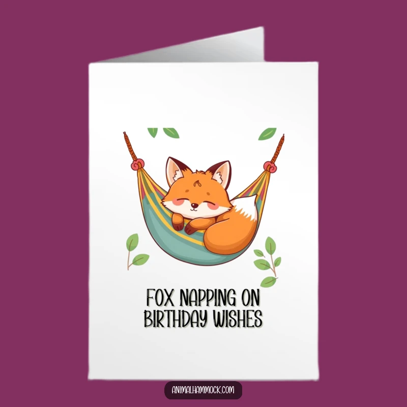 Free Printable Fox Birthday Card: Peaceful Napping in Hammock, Relaxing Surprise Gift