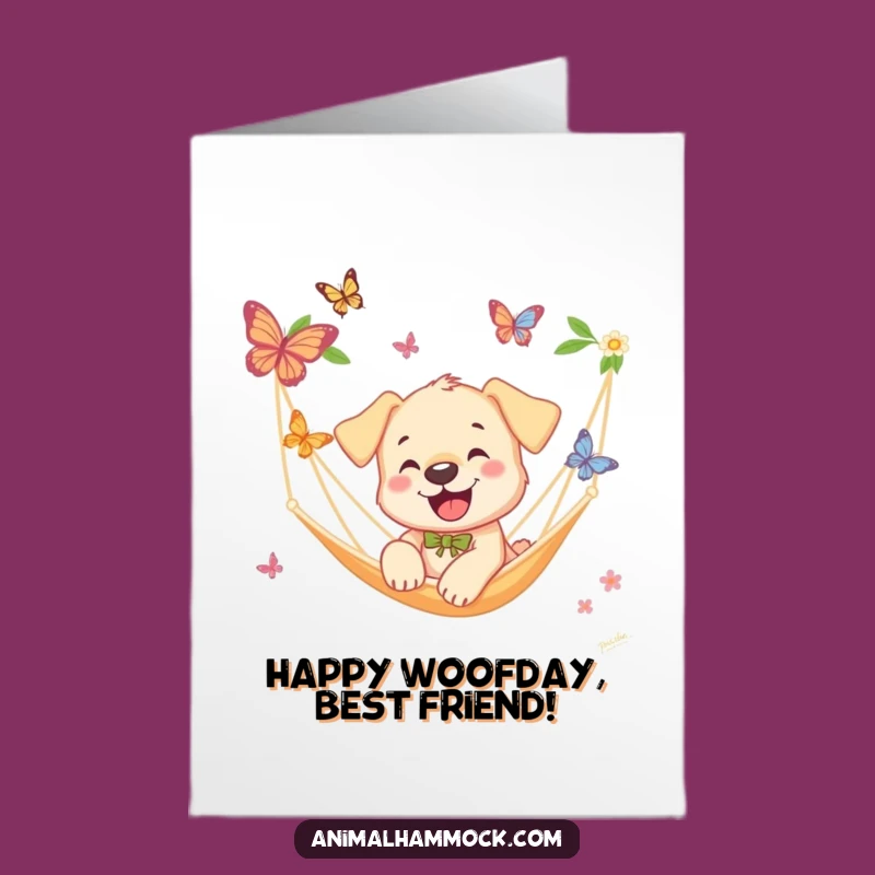 Free Printable Puppy Birthday Card: Funny Hammock Dog Downloadable Gift