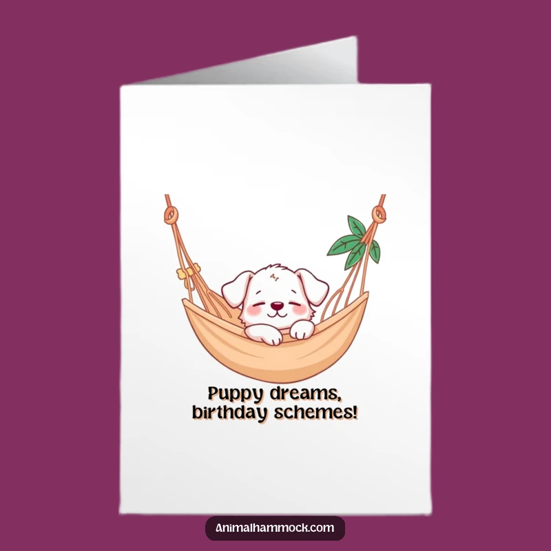 Free Printable Puppy Hammock Birthday Card: Funny Downloadable Dog Nap Gift