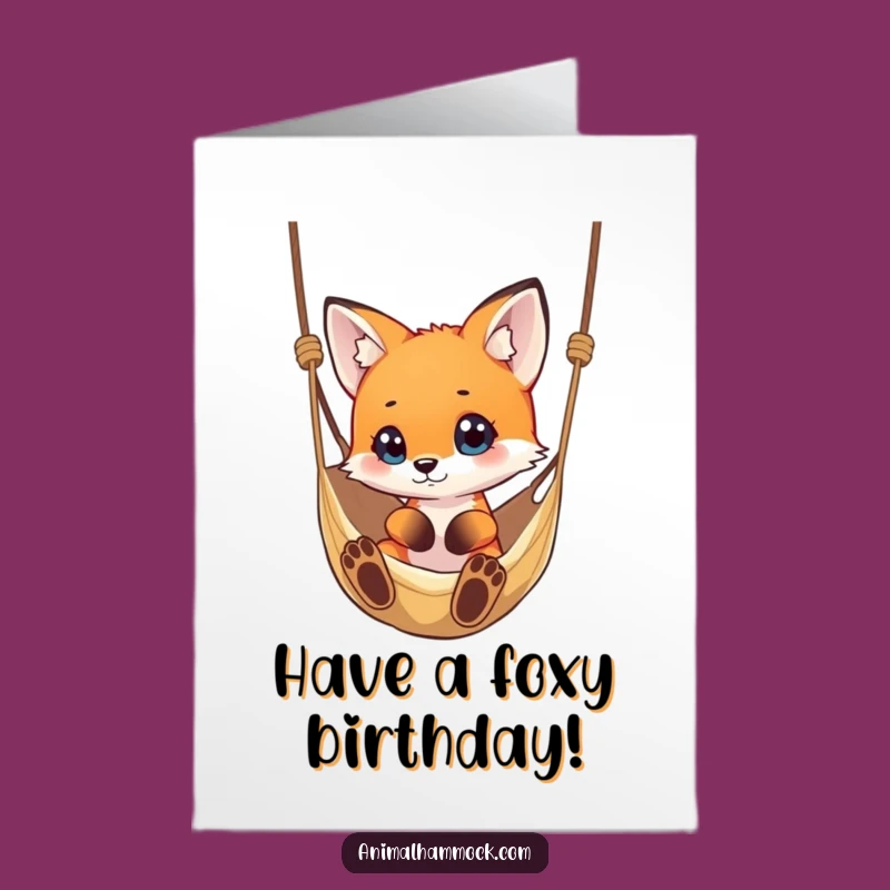 Free Printable Birthday Card: Curious Fox Eyes Hammock - Funny Downloadable Gift!