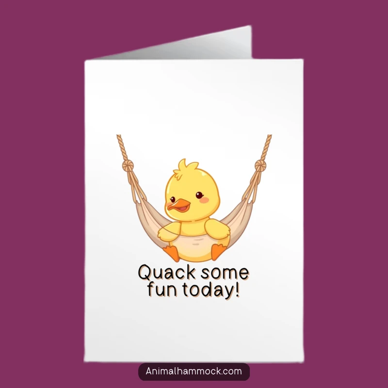 Free Printable Duckling Birthday Card: Funny Hammock Fun Downloadable Gift