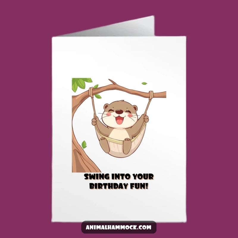 Free Printable Funny Birthday Card: Otter's Swinging Hammock Fun