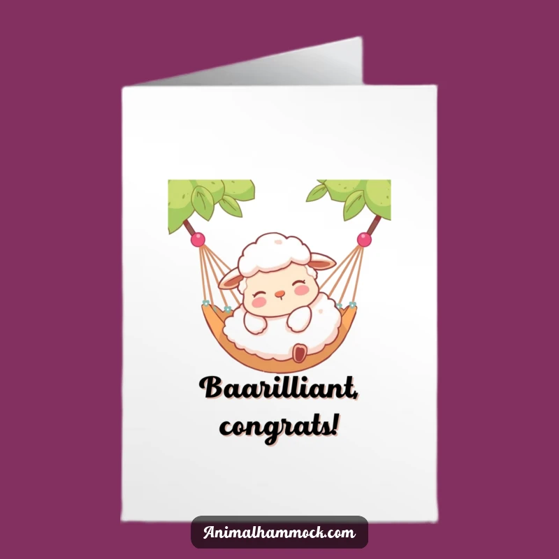 Free Printable Contented Sheep Congrats Card: Hammock Cheers DIY Downloadable