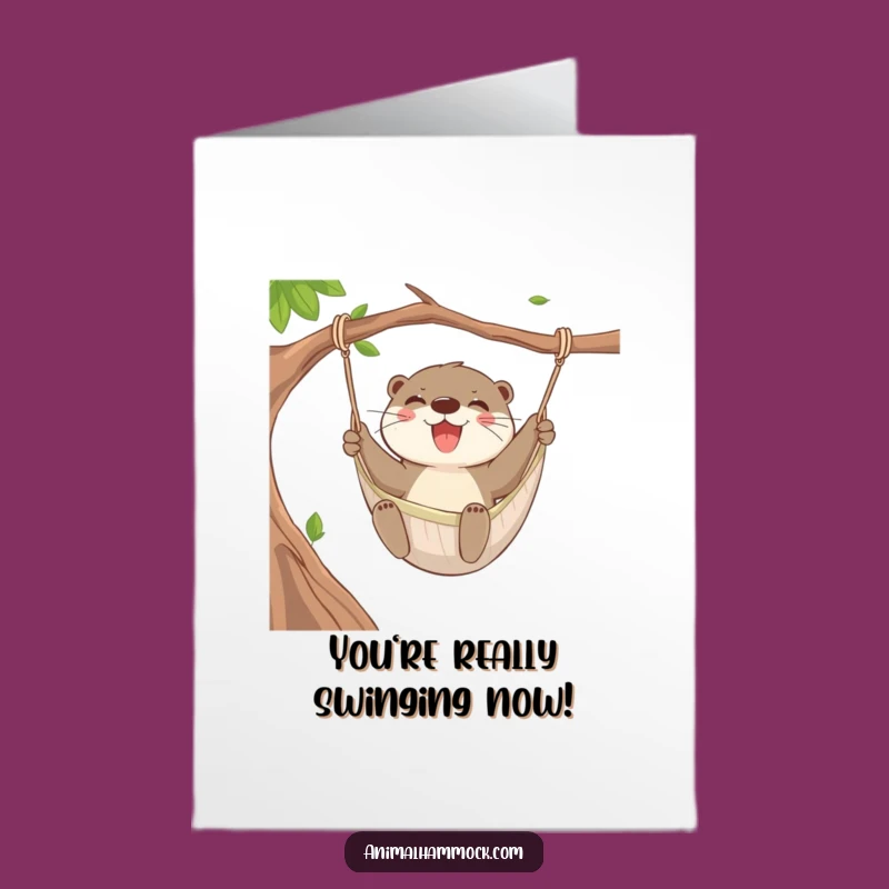 Free Printable Congrats Card: Otter's Enthusiastic Hammock Celebration
