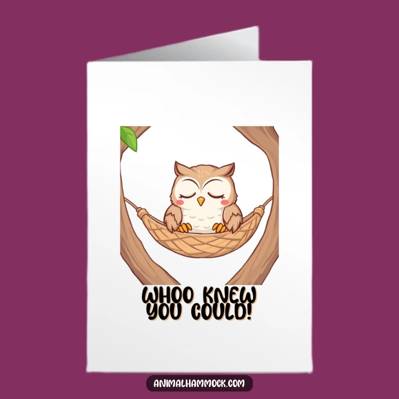 Free Printable Congrats Card: Owl Hammock Calm Funny Downloadable Gift