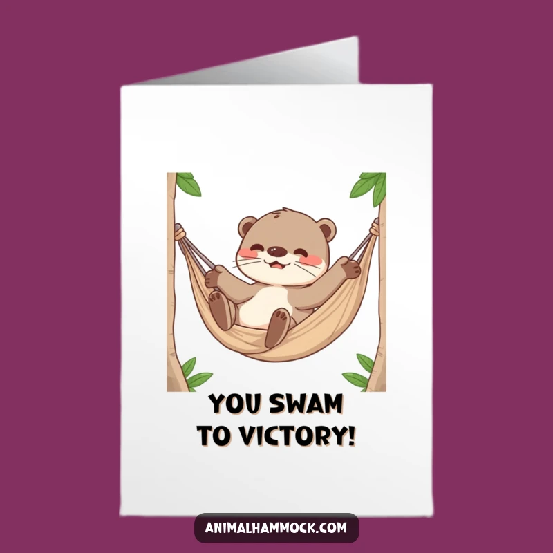 Free Printable Congrats Card: Playful Otter Hammock Roll, Fun Downloadable Gift