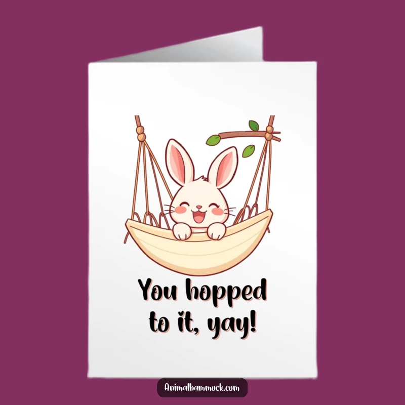 Free Printable Congrats Card: Relaxed Bunny Hammock Downloadable Gift