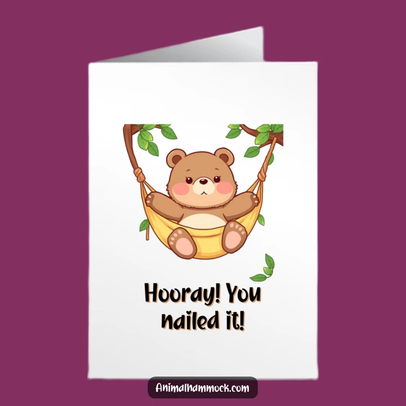 Free Printable Congratulations Card: Hammock Bear Cub - Easy Download & Print Gift!
