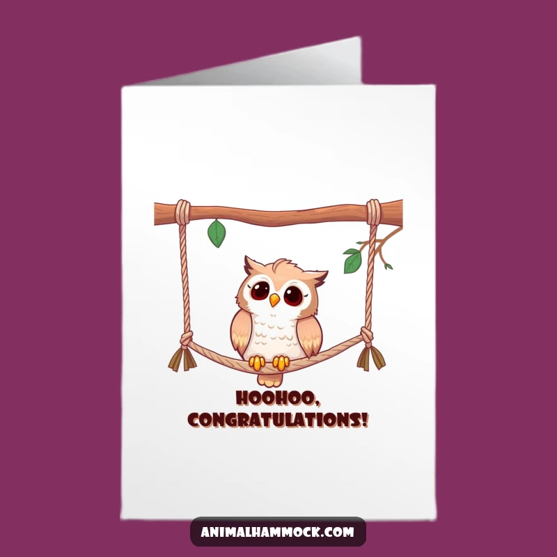Free Printable Curious Owl Congrats Card: Hammock Observation DIY Downloadable