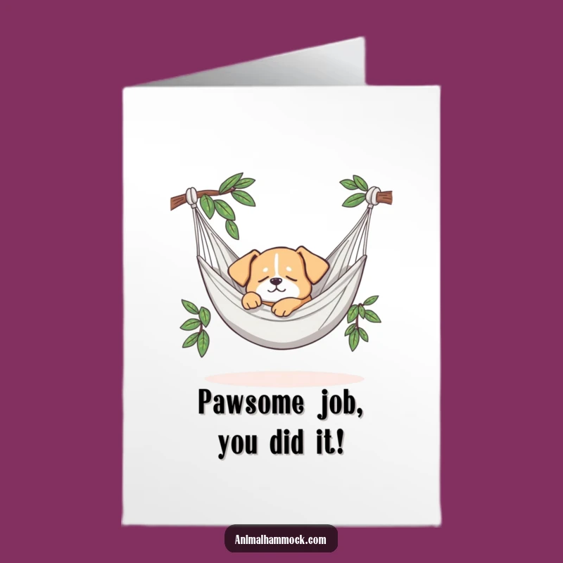 Free Printable Dog Congrats Card - Snoozing Hammock Celebration Downloadable