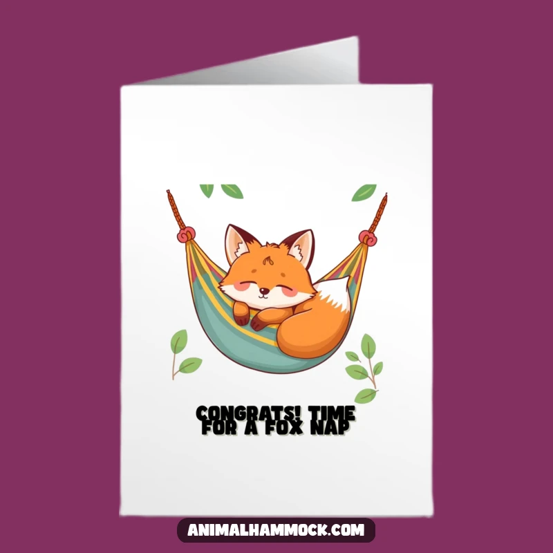 Free Printable Fox Congratulations Card: Peaceful Hammock Nap for Your Success