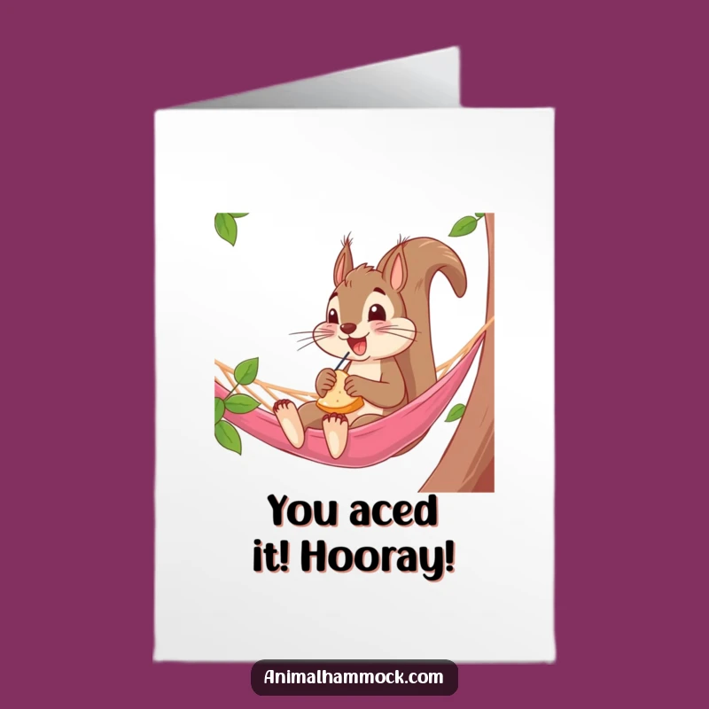 Free Printable Hammock Squirrel Congratulations Card: Funny Snack Downloadable Gift