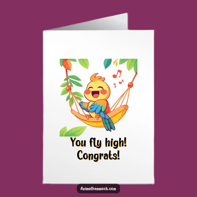 Free Printable Parrot Congrats Card: Singing Hammock Celebration Downloadable Gift
