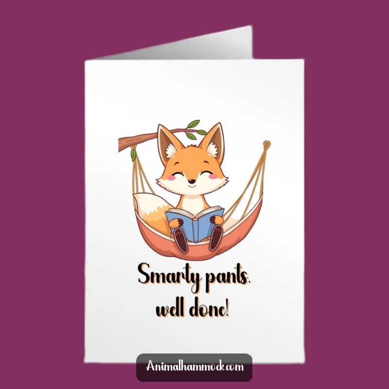 Free Printable Congrats Card: Fox Hammock Relaxation Funny Downloadable Gift