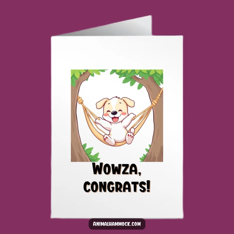 Free Printable Bouncy Puppy Congrats Card: Hammock Celebration DIY Downloadable Humor