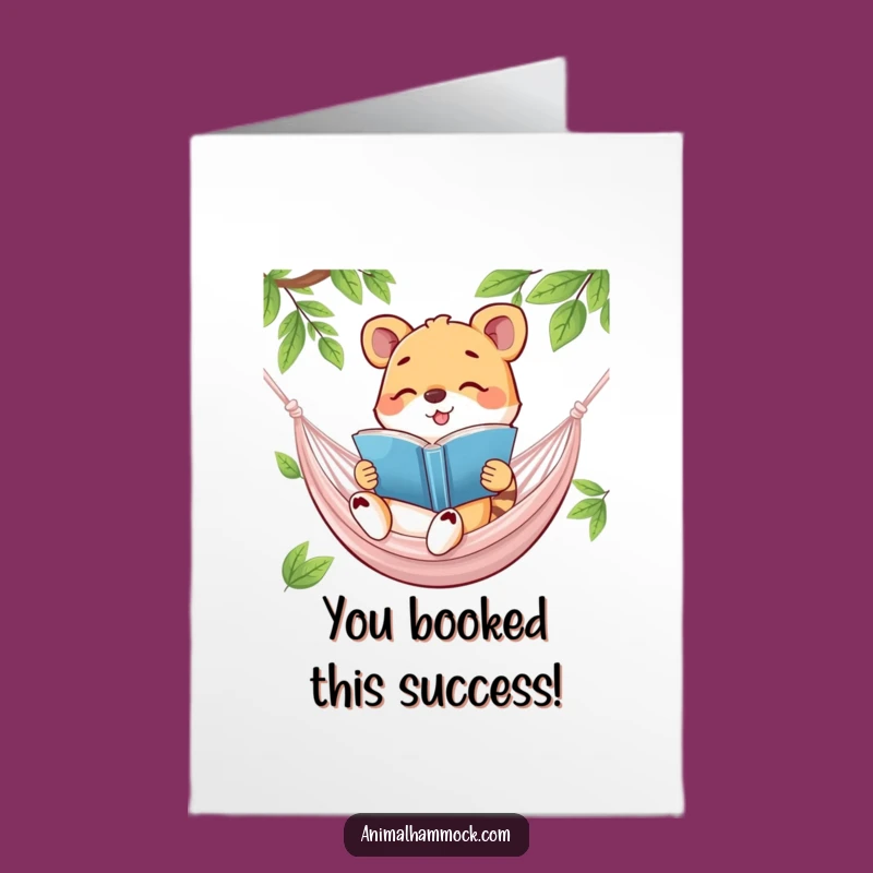 Free Printable Congrats Card: Happy Animal Reading Hammock Funny Downloadable Gift