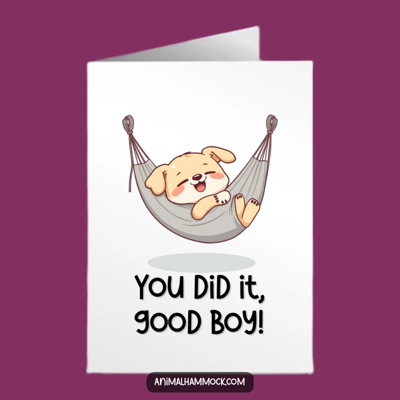 Free Printable Congrats Card: Delighted Dog Hammock Nap, Cheerful Downloadable Gift