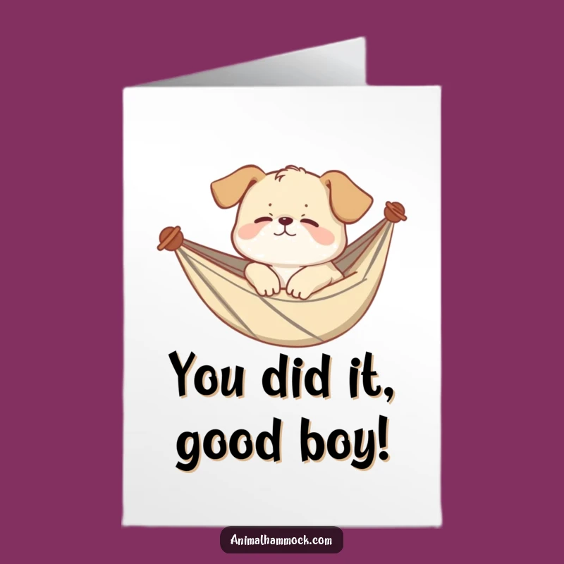 Free Printable Congrats Card: Puppy Hammock Rest, Sweet Funny Downloadable Gift