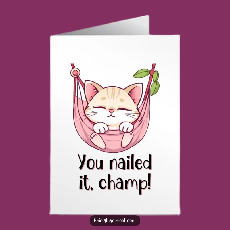 Free Printable Congrats Card: Cat Hammock Humor Downloadable Gift