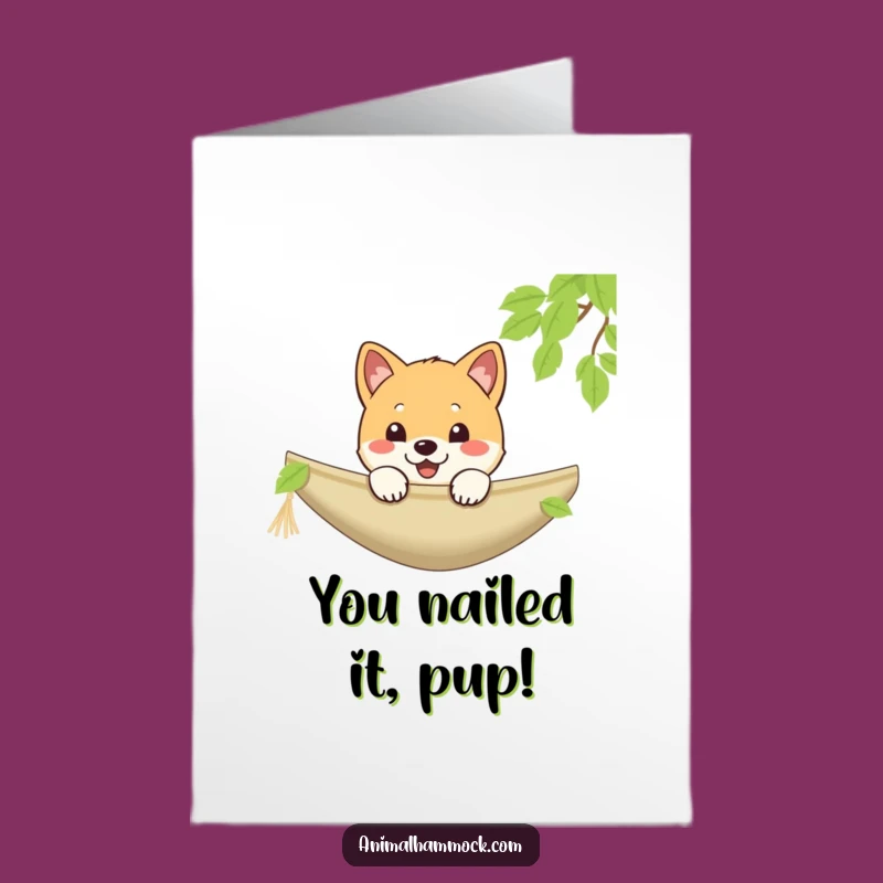 Free Printable Congrats Card: Shiba Puppy Hammock Peek, Awesome Downloadable Gift!