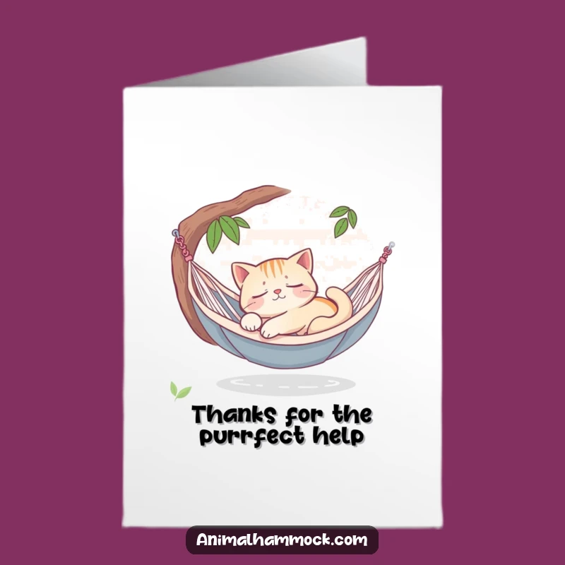 Free Printable Cat Thank You Card: Hammock Dreams Gratitude Downloadable Gift