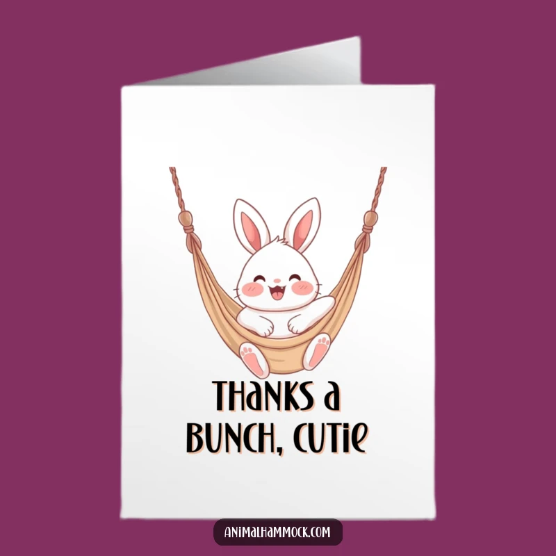 Free Printable Thank You Card: Bunny Hammock Grateful Funny Downloadable Gift