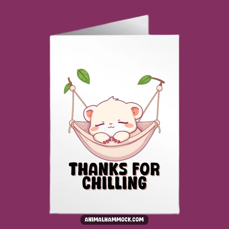Free Printable Thank You Card: Napping Creature Hammock Funny Downloadable Greeting