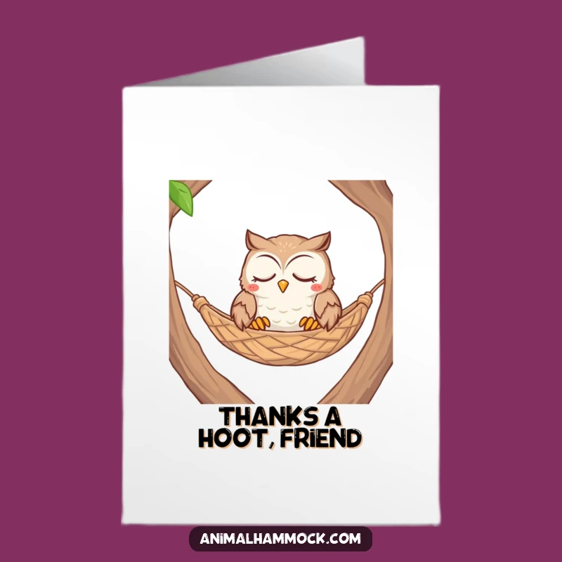 Free Printable Thank You Card: Owl Hammock Serene Funny Downloadable Gift