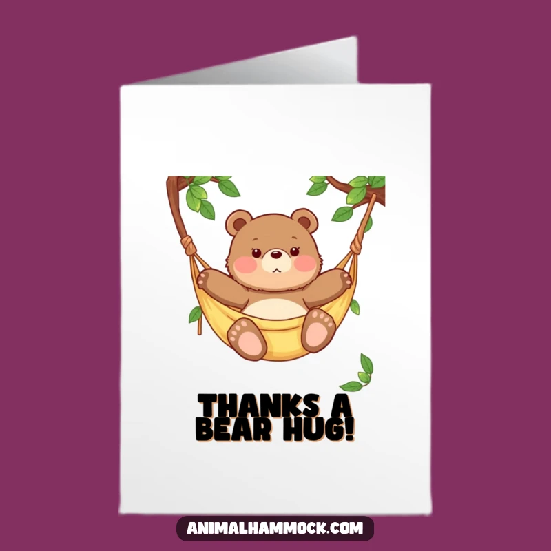 Free Printable Thank You Card: Relaxing Bear Cub Hammock - Downloadable Gratitude Gift!