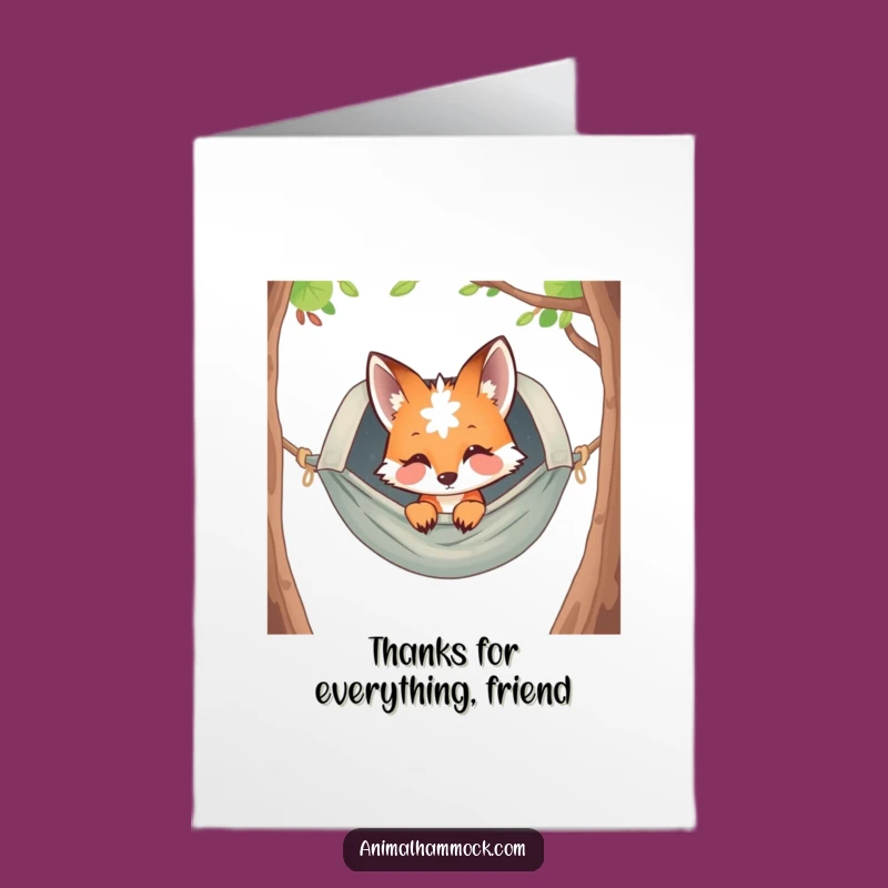 Free Printable Thank You Fox Card: Humorous Hammock Gratitude Downloadable Gift
