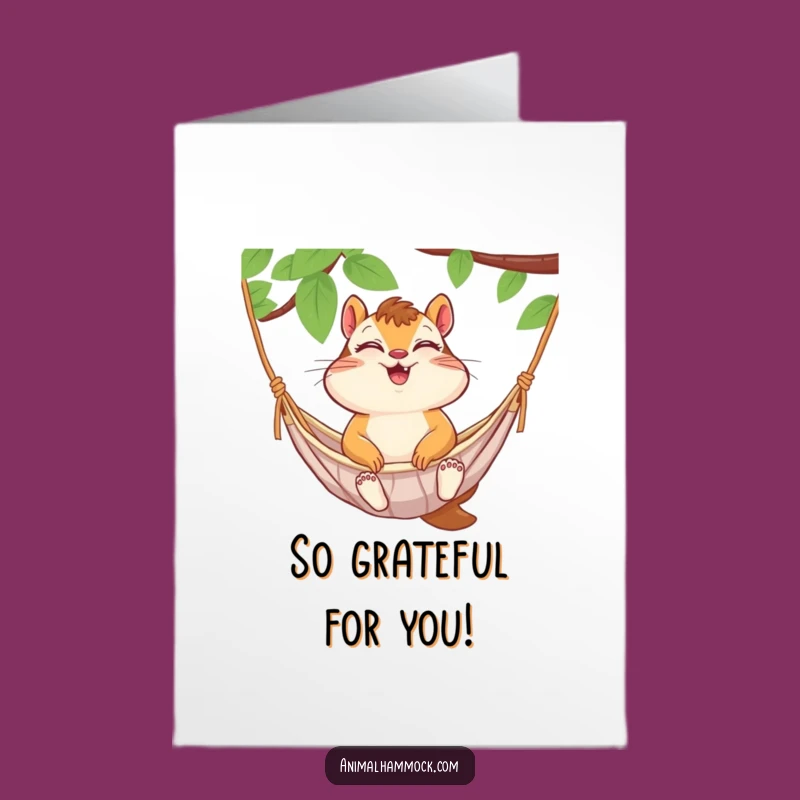 Free Printable Thank You Card: Happy Chipmunk Hammock Delight Downloadable Gift