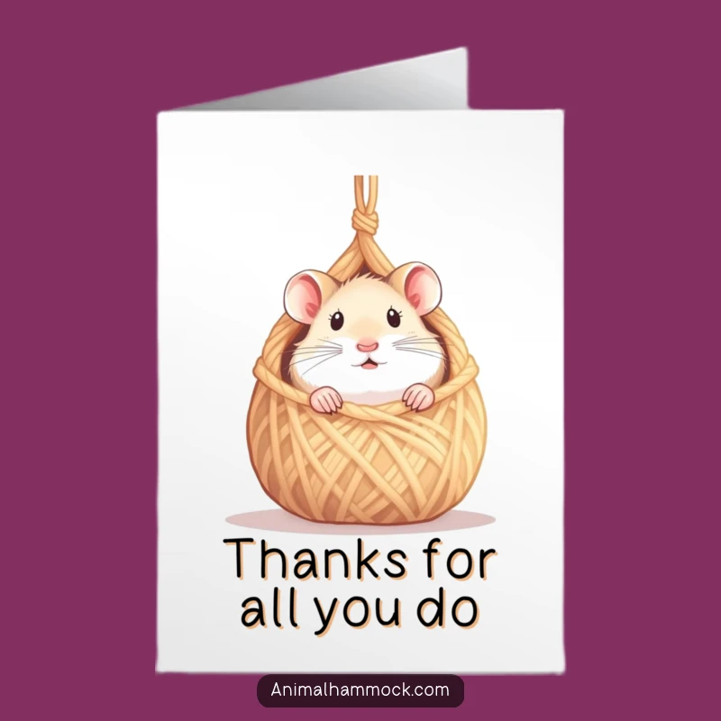 Free Printable Thank You Card: Hamster Hammock Peek, Sweet Downloadable Gift!