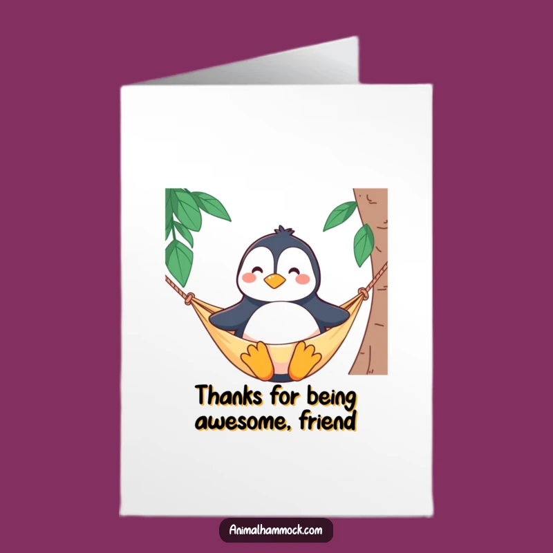 Free Printable Thank You Card: Penguin Relaxation - Humorous Downloadable Gesture