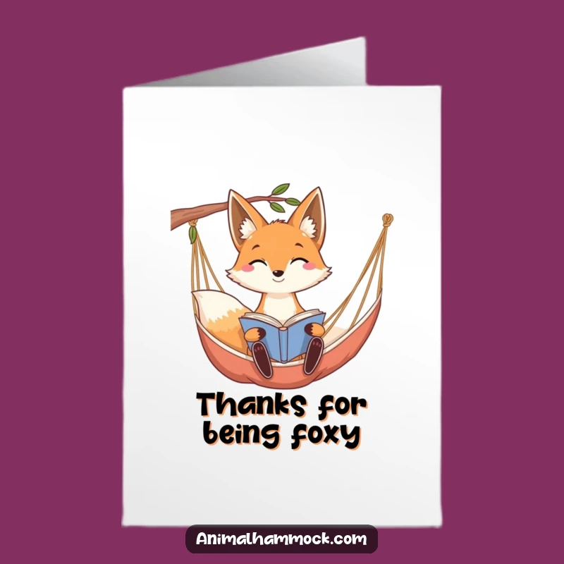Free Printable Thank You Card: Fox Hammock Quiet Funny Downloadable Gift